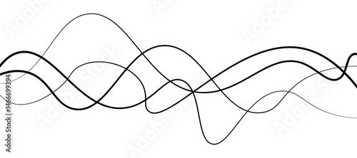 Abstract vector design featuring smooth, flowing gray wave lines on a white background. The waves should have a soft gradient and elegant curves, creating a sense of motion and calm. 
