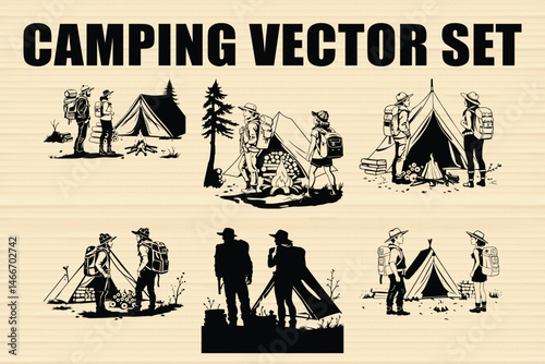 Black Camping Trailer Vector Bundle