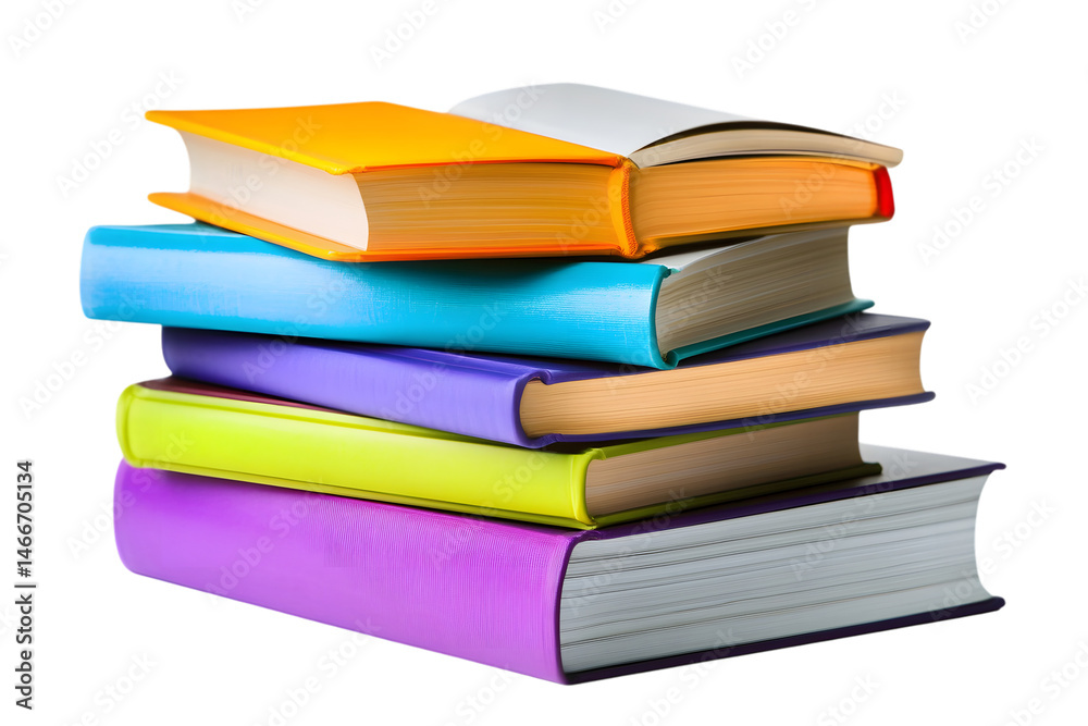 Fototapeta premium Stack of Vibrant Books on Transparent