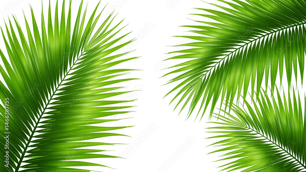 Obraz premium Tropical Green Leaf Cut Out Isolated on White Background – Botanical Exotic Foliage Clip Art