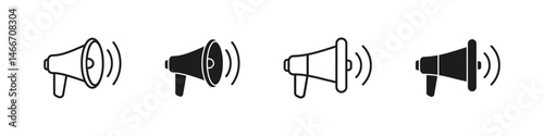 Megaphone icon. Loudspeaker vector set. Bullhorn sign. Isolated loudspeaker signs. Advertising message. Marketing announcement sale. Megaphone vector sign set.