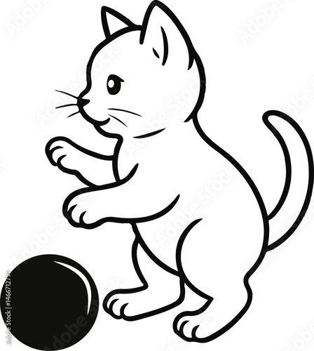 Playful Cat Playing with a Ball
