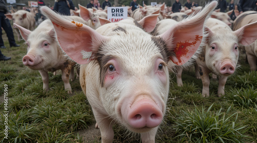 Germany, Schleswig-Holstein, Kiel, farrows of Danish Protest Pig