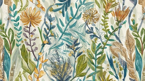 Vector Abstract Seamless Flower Pattern