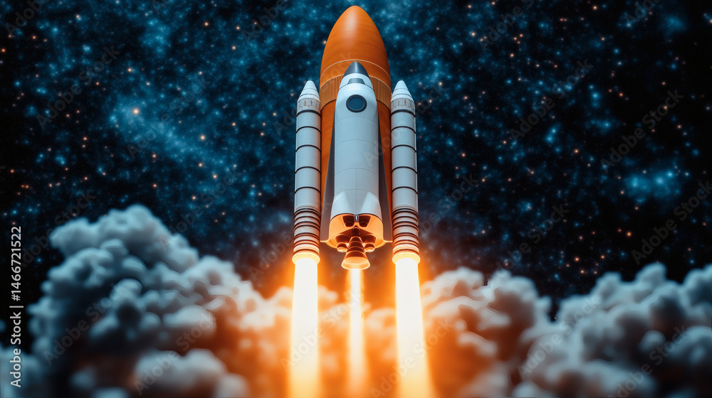 Fototapeta premium Space rocket launch illustration