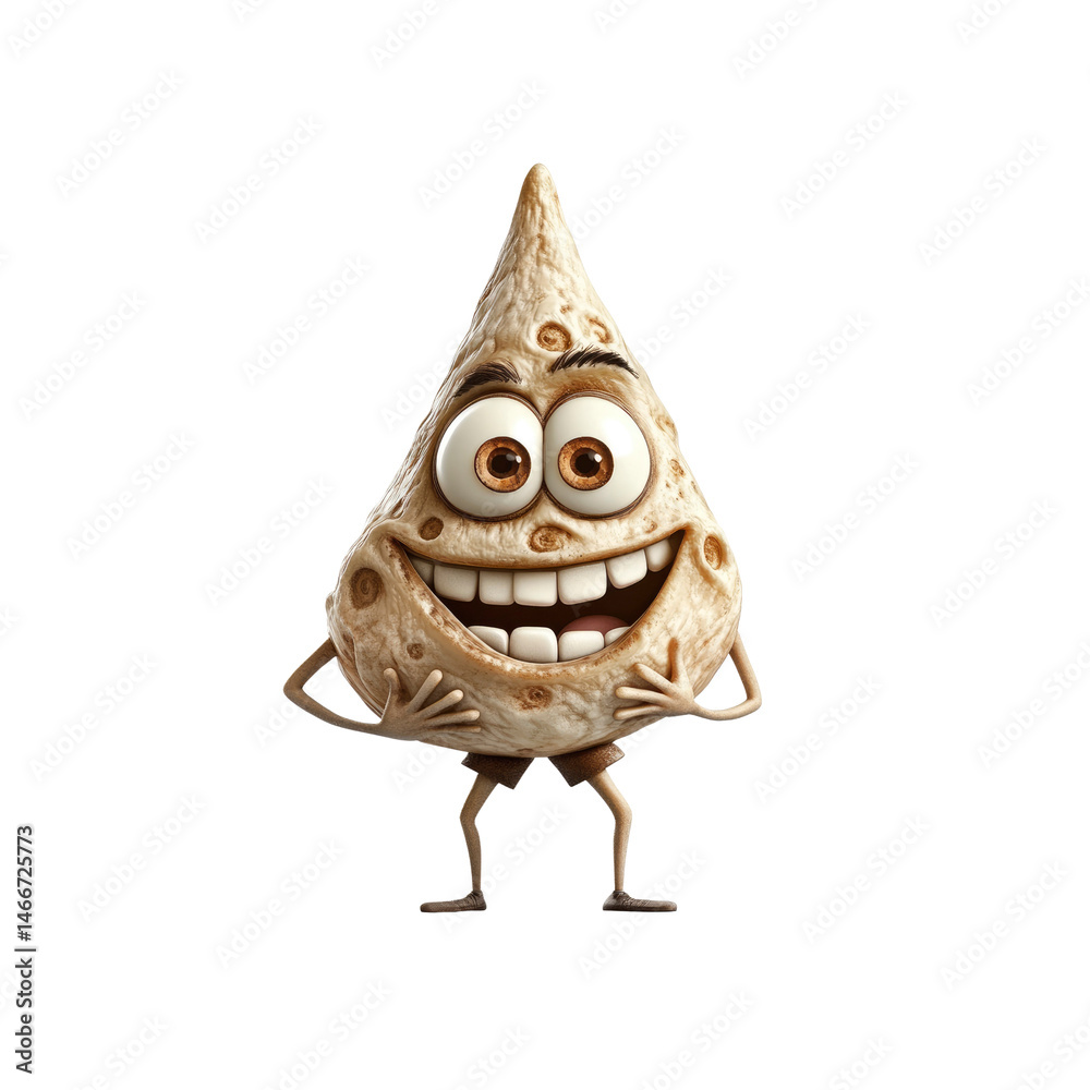 Fototapeta premium Joyful Moon-Shaped Cartoon Character with Big Eyes and Grinning Smile