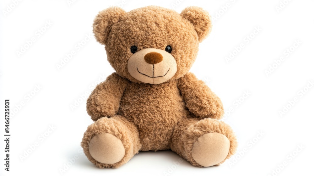 Plush teddy bear sits, cheerful Plush teddy bear sits, cheerful