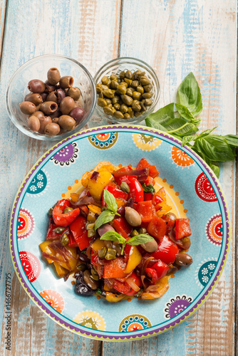 peperonata with olives capers traditional italian recipe