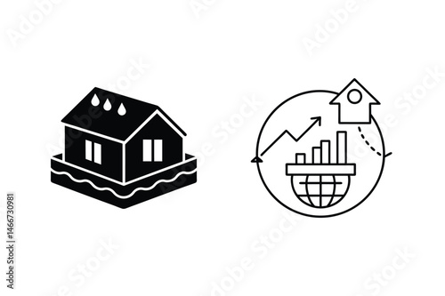 Illustration representing global housing market investment and increasing real estate value