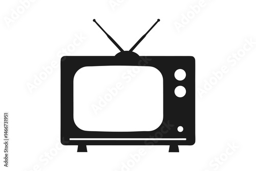 television silhouette vector, old television black silhouette, tv icon symbol