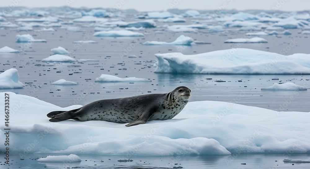 Obraz premium Resting Seal on Iceberg in Antarctic Waters