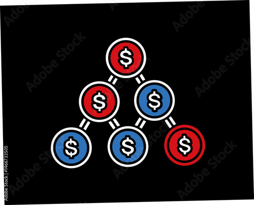 Investment Portfolio Structure with Dollar Symbols on Black Background  