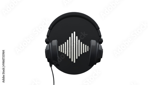 black headphones isolated on transparent background 