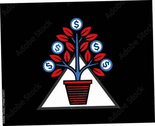 Money tree symbolizing investment growth against a black background  