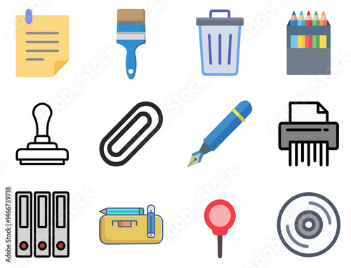 Write & Organize: Stationery Lineal Color Icons Set 1