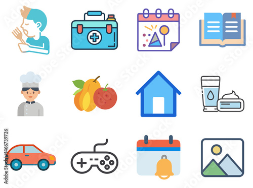 Balanced Living: Lifestyle Lineal Color Icons Set 2