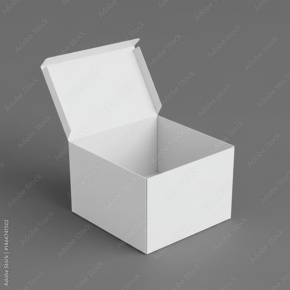 Square box mockup on gray background for packaging, delivery, storage, gifts, and product presentation Square box mockup on gray background for packaging, delivery, storage, gifts, and product presentation