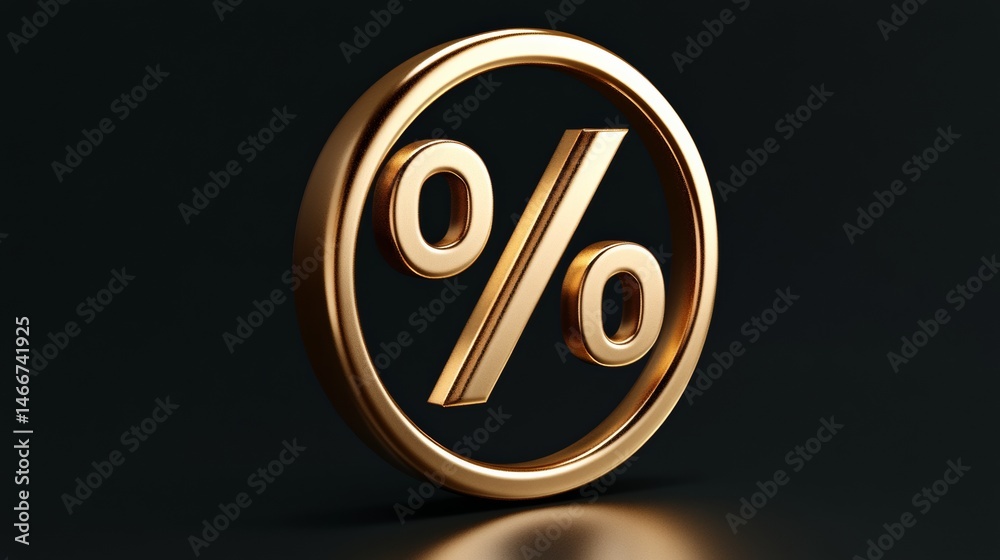 Obraz premium 3d gold icon for percent