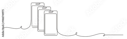 continuous one line art of a smart phone. world telecommunications and social information day. landline phone. vector illustration