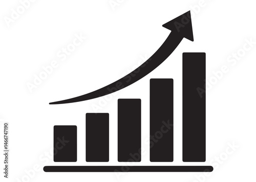 Growth bar chart logo silhouette vector, bar graph logo icon silhouette vector, business growth bar logo vector illustration, black silhouette growth bar logo silhouette vector on white background