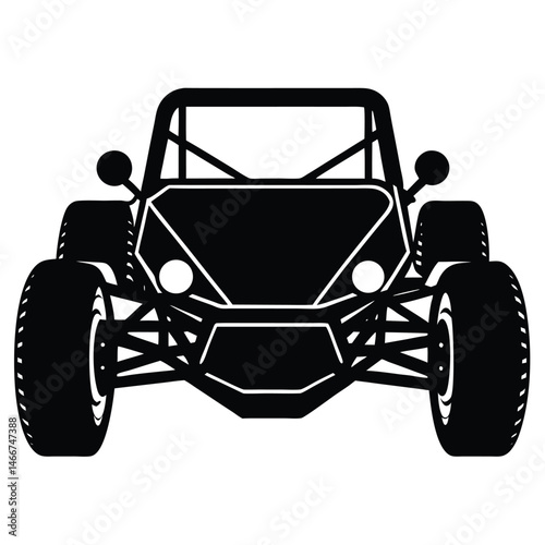 Racing Dune Buggy Silhouette Vector Featuring Off-Road Vehicle in High-Speed Desert Action