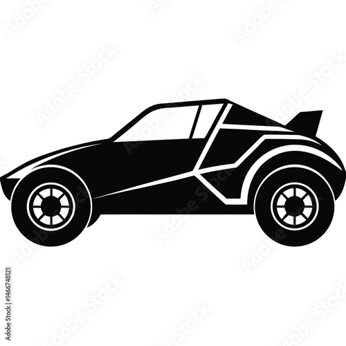 Racing Dune Buggy Silhouette Vector Featuring Off-Road Vehicle in High-Speed Desert Action