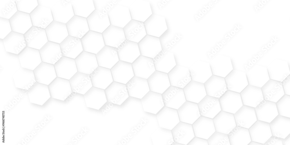 Abstract white hexagon background,Seamless pattern with hexagon.Hexagonal grid tile and mosaic structure mess cell.seamless bright white abstract honeycomb background.