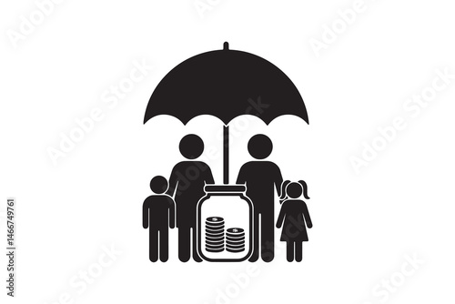 Family Financial Protection and Savings - Financial Security for Family Silhouette