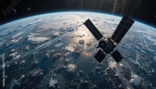 Wallpaper Mural Satellite Orbiting Earth: A Breathtaking View of Our Planet from Space Torontodigital.ca