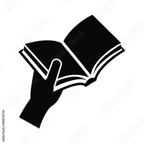Hand Opening a Book Vector Drawing for Reading Concepts