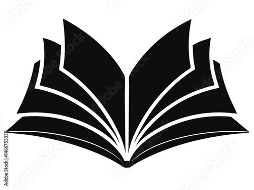 Open Book silhouette, Book silhouette, Book icon, Open book icon pictogram illustration