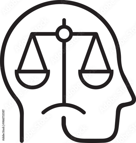 scales of justice and conscience vector icon