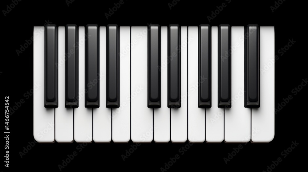 A black and white keyboard with a white background. A black and white keyboard with a white background.
