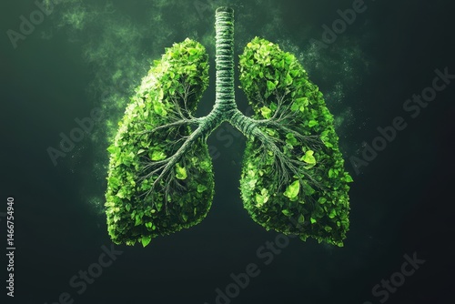 Obraz na płótnie Lung Abstract. Healthy Green Lungs Full of Leaves Concept for Breathing Health and Ecology Protection w salonie