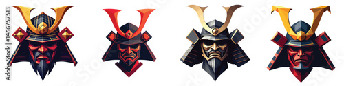 low-poly Vector triangular samurai helmet in a vector illustration against a transparent background, This polygonal style reflects a trendy and modern logo design, making it suitable for printing.
