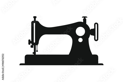 sewing machine silhouette vector, retro sewing machine icon