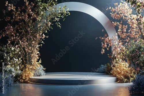 Floral decorated round stage