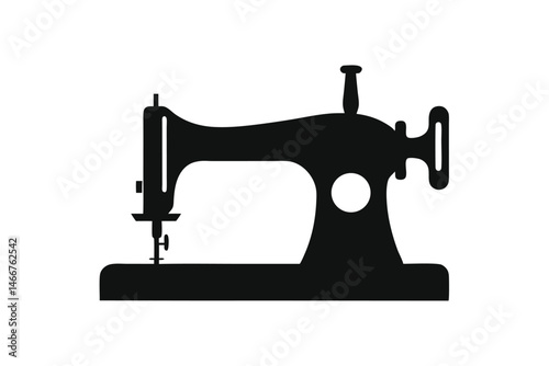 sewing machine silhouette vector, retro sewing machine icon
