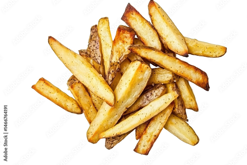 Crispy potato wedges tumble in a golden heap on a stark black canvas tempting savory Crispy potato wedges tumble in a golden heap on a stark black canvas tempting savory