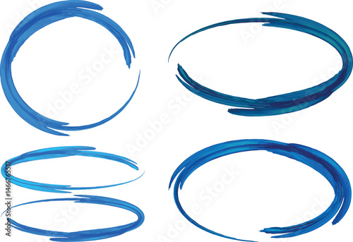 blue shades colorful art decorative outline circle ovals set