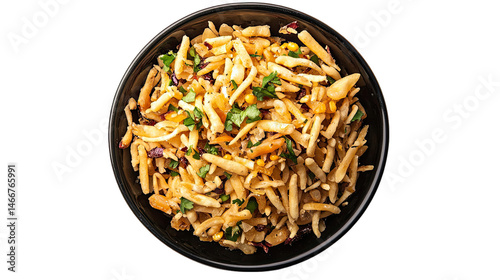 Delicious Indian Snack Food in Bowl isolated on transparent background