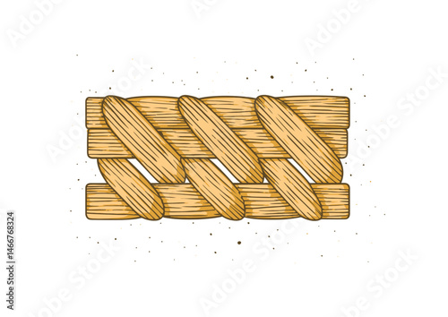 Basket weaver interlacing reeds, natural vector illustration with woven texture, earthy tones