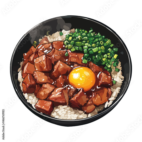 taiwanese braised pork rice,vector