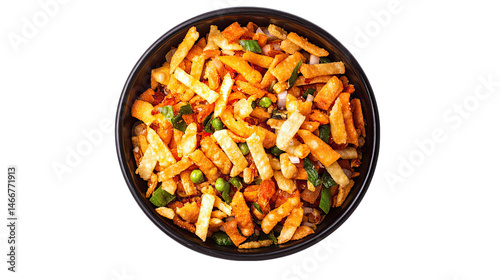 Delicious Indian Namkeen Snack Mix Recipe isolated on transparent background