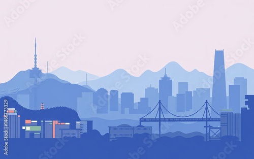 autumn Seoul, South Korea, Pastel Seoul Skyline at Dawn