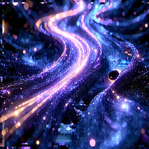 Neon Particle Highway of Light