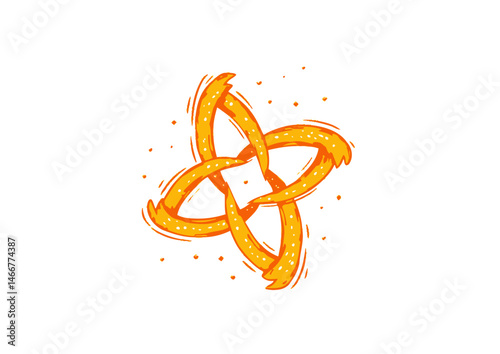 Poi spinner twirling fire, vibrant vector design with glowing trails, motion blur