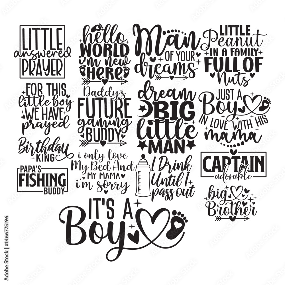 Fototapeta premium 15 Baby boy Quotes SVG Bundle