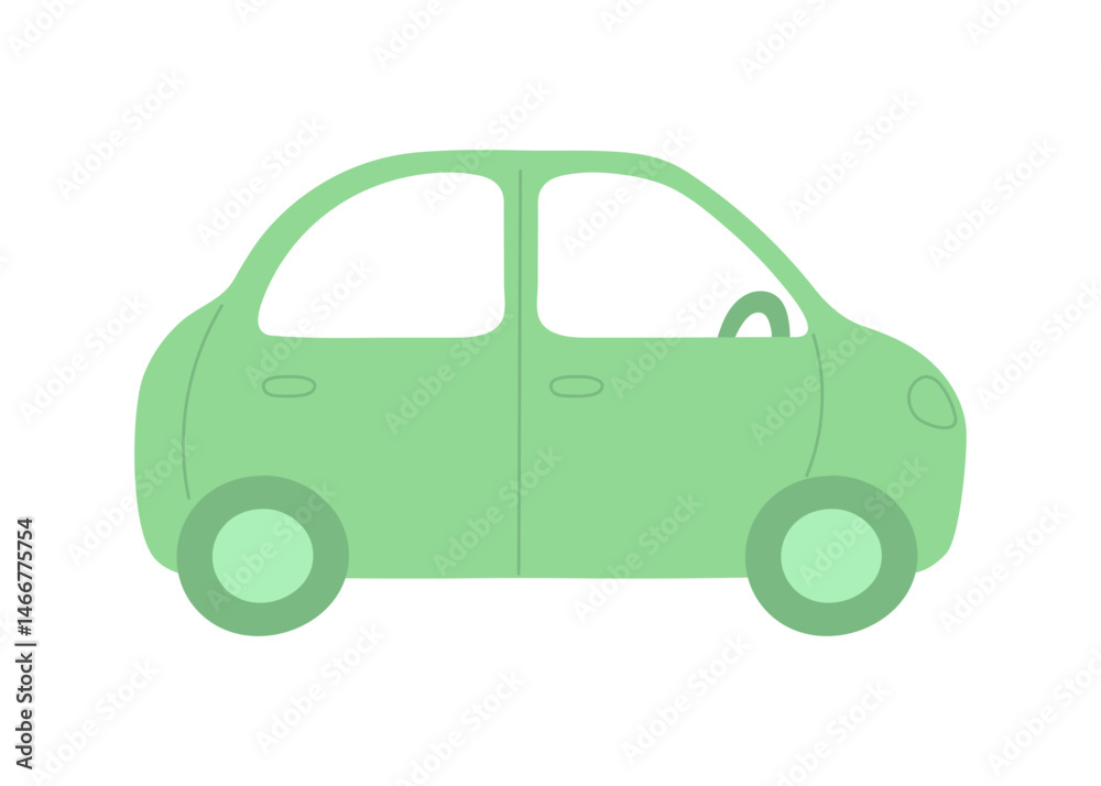 Fototapeta premium Small children car. Green auto for transportation. Vector childish flat illustration