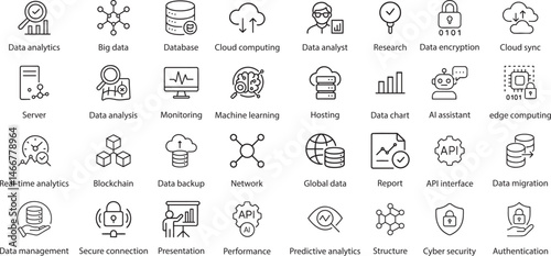 Data Science Icons Vector Illustration, Isolated on White Background.